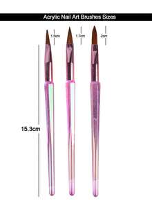 3 Buah/Set Pena Kristal Aurora untuk Seni Kuku, Cocok untuk Kuku Akrilik DIY, Set Kuas Kristal, Alat Kuku - Purple - View 3