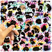 50 Stück Stolze schwarze Katzen Aufkleber Vinyl ästhetische Aufkleber für Scrapbooking, Journaling, Laptop, Stoßstange, Skateboard, Wasserflaschen, Computer, Handy, Cartoon, Schutzhelm, Auto, Schulmaterial, Rückkehr zur Schule