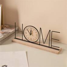 Wooden Love/Home Word Sign Rustic Table Clock Desktop Ornament For Entryway Bedroom Living Room