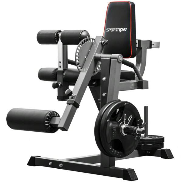 SPORTNOW Beinstrecker Verstellbar Beinbeuger mit Plattenbeladung Wadenmaschine für Hüft Oberschenkel Unterkörper Training Stahl Schwarz