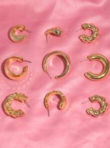 Conjunto de brincos de resina acrílica tipo C exagerados, 6 a 18 peças/conjunto, novo design, europeu e americano, transfronteiriço, banhado a UV, dourado, gota d'água