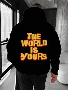 قطعة واحدة هودي قميص ثقيل بغرزة للرجال فضفاض عصري مريح، للخريف/الشتاء