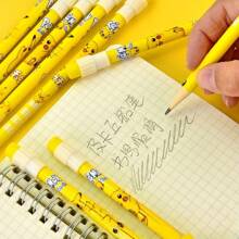 pokemon 12 Pikachu Taschenmonster Bleistift Set, Cartoon Bleistifte mit schwarzem Kern und grobem Holz, Schul- und Büroartikel, Halloween, Weihnachtsgeschenk, 12 Bleistifte inklusive Anspitzer, Schulmaterial, Schulanfang
