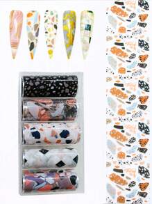 5 pièces Nouveaux autocollants de transfert pour nail art de style INS, comprenant des marguerites, des fleurs ditsy, des carreaux, des imprimés de vache, des petits animaux, des étoiles et des fleurs, du marbre, de la galaxie et des designs français. Convient pour les livres, la papeterie, les bureaux, les murs, les tablettes, la décoration en verre, le scrapbooking. Excellent cadeau pour la famille et les amis.