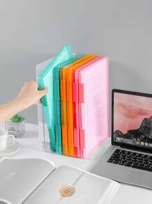 1/2pcs Simple Desk File A4 Document Box, Multi-Color A5 Paper Storage Plastic Transparent Bill Organizer Box, Office/Student Supplies School Supplies, Back To School
