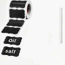 1pc Reusable Waterproof Black Chalkboard Label Sticker With White Chalk, For Mason Jars, Craft Rooms, Storage Spaces, Glass Bottles, Shop Organization, Home & Kitchen Items, Party Favors
