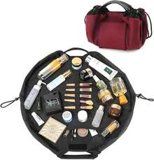 VogueVOyage 20 Inch Drawstring Makeup Bag Open Flat - K-pinkish - View 10