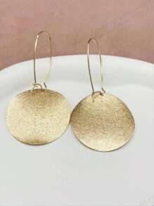 1 par de pendientes largos minimalistas y versátiles de disco mate para mujeres
