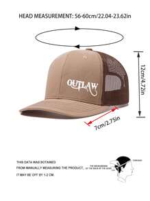 1 Piece Unisex Adjustable Baseball Cap With OUTLAW Print - Flat Brim Hat For Men & Women, Urban Streetwear Style, 5 Colors, Outdoor Activities Hat, Fabric Construction