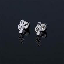 A Must-Have For Daily Leisure! The Note Round Cake Earrings Are A Fashionable Declaration For Free Spirits. With A Unique Note-Shaped Design And A Flexible Leather Loop, These Earrings Are Made Of Stainless Steel, Shining With Style.