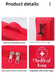 1pc Red, Green Household Portable Medicine Box, Travel Fabric Medical Bag, Large Capacity First Aid Kit, Three Pieces Set, Multifunctional Medicine Storage Bag - Multicolor - View 4