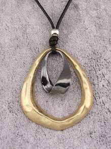 1 pieza Collar moderno de colgante metálico asimétrico y geométrico con cuentas para hombres, cuerda de cera marrón y negra, estilo minimalista hip hop