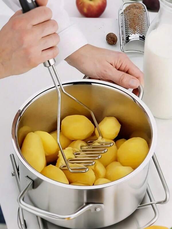 2 pezzi Schiacciapatate in acciaio inossidabile, schiacciapatate ondulato, utensile da cucina, schiacciapatate in acciaio inossidabile ondulato - ideale per purea di verdure e frutta da cucina, elemento essenziale da cucina, schiacciapatate e frutta in acciaio inossidabile con design ondulato, utensile da cucina manuale per ristorante e uso domestico, durevole e facile da pulire (colore/stile casuale)