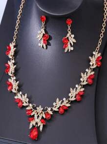 1 Conjunto de joyería elegante para mujer, collar, aretes de 3 piezas, adecuado para novia, boda, banquete, fiesta, ocasión formal