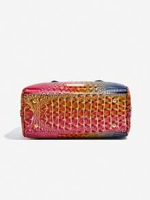 Luxusmarken Tasche 2025 Neue Damenhandtasche mit großer Kapazität, zweifarbiger Krokodil Textur Schultertasche, Nischen Design Reisekissen Umhängetasche, Stil und Muttertasche