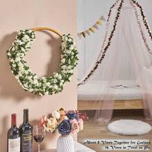 8 Pcs 66FT Flower Garland, Artificial Rose Vine Flowers With Green Leaves Hanging For Room, Anniversary Wedding Birthday Christmas Wall Arch Decor, Spring Pink Flower - 春白-8件 - 查看 5