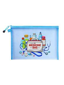 Bolsa de malla con patrón de botella de medicina de dibujos animados "Bolsa médica", bolsa de almacenamiento portátil con cojín de aire rojo, bolsa de maquillaje, bolsa de productos de cuidado de la piel, artículos de viaje, suministros de dormitorio, regalos de novia de boda, regalos del Día de la Madre, regalos de cumpleaños, regalos para amigos y maestros, bolsa de almacenamiento de medicamentos, almacenamiento de baño, almacenamiento de joyas, bolsa de almacenamiento de aceite labial y cosméticos, bolsa de lavado para dormitorio de estudiantes, regalo para esposa, familia, amigos, colegas - Multicolor - Ver 13