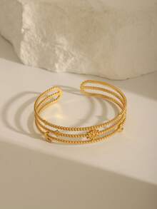 1 件女式复古几何不锈钢手链，欧美时尚风格，不褪色，创意珠宝 - 星月 - 查看 8