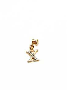1pc Diamond Encrusted 26 English Letter Charm, Suitable For Silicone Watch Band Decoration