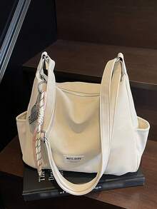 Meralda Retro 2025 哑光纹理大容量时尚百搭单肩包，高端沙滩包，托特包，购物袋，大包，小众纹理手提包，拉链，双肩带，斜挎包