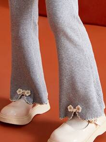 ASK JUNIOR Young Girls Floral Decor Casual Knit Pants, Spring New Arrival Baby Sweatpants