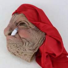 Funny Smoking Granny Old Nana Latex Mask Lady Grandma With Wrinkled Face And Red Scarf Masks Halloween Party Costume Props - Apricot - View 8