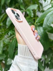1pc Solid Color Light Pink Phone Case Compatible With IPhone 16 Pro Max, 11/12/13/14 Plus, 7/8 Plus, XR/7/8 Plus, 15 Pro Max, Shockproof Protective Cover Waterproof Anti-Fall Scratch Resistant Spring Pastel - Baby Pink - View 4