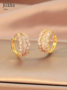 Hihho 1 par de brincos de argola geométricos incrustados com zircônia roxa e zircônia branca, acessório pessoal moderno e elegante, adequado para uso diário feminino, presente para festas e feriados