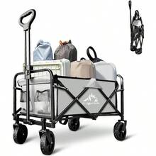 VOYSIGN Carro de Carro Plegable con Ruedas Resistentes Carro Plegable portatil de 220 Libras para comestibles Playa Camping Actividades al Aire ultima intervension Gris - Gris - Ver 1