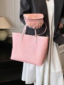 SHIMEINI 2 piezas Nuevo estilo europeo y americano 2025 Bolso de mano de patchwork, Bolso de viaje de gran capacidad, Bolso de compras, Adecuado para uso diario de mujeres, Mochila escolar, Viaje de vacaciones, Festival, Regalo de cita