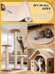 78.7"X15.8" Cat Scratch Mat, Trimmable Self-Adhesive Carpet, DIY Climb Cat Scratcher For Furniture Couch Or Wall Protector, Covering Cat Scratching Post Replacement Pads