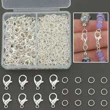 700pcs Random Color Mixing/Golden/Silver/White K/KC Gold Lobster Clasps And Split Ring Set, Including 100pcs Lobster Clasps And 600pcs Jump Rings, Mainly Used For DIY Jewelry Making, Chains, Necklaces, Anklets, Hair Accessories, Pendants