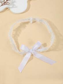 1pc White Lace Elastic Leg Chain, Elegant Butterfly Decor Thigh Chain, Bridal Wedding Garter