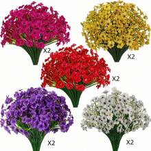 10 Bundles UV Resistant Outdoor Artificial Flowers, No Fade Fake Violet Flowers For Indoor Outside Hanging Plants Garden Patio Porch Window Box Home Wedding Farmhouse Decor(No Flower Basket)