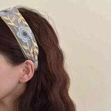 3pcs Embroidered Elegant Versatile Floral Headbands, Exquisite Folk Chic Lace Fabric Wide Headwraps Hairband Diadema Hair Hoop