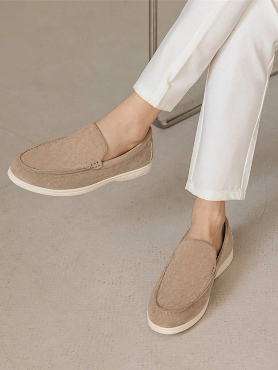 Men's Slope Heel Loafers - Minimalist Four Seasons Casual Shoes,2025 New Formal Men's Fashion Versatile Slope Heel Shoes,One Stirrup Loafers,Suitable For Outdoor, Everyday Wear, And Street Style - Available In Black, Gray, Beige, And Blue, Comfortable Shoes