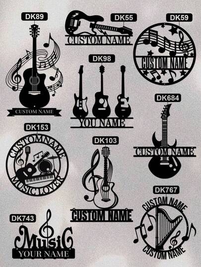 1pc Customizable Guitar Metal Wall Art Sign - Contemporary Style, No Electricity Needed, Wall Hanging, Multipurpose Metal Decor For Music Studio, Personalized Text Option-Music Themed Metal Logo, Electric Guitar Band Logo, Harp Sign, Perfect Gift For Music Enthusiasts-Ornaments,Home Decor,Wall Decor,Room Decor,Living Room Decor,Bedroom Decor,Bathroom Decor,Kitchen Decor,House Decor,Personalized Gifts,Custom Gifts,Garden Decor Outdoor