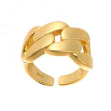 Anillo abierto de diseño de cadena gruesa y pesada de plata S925, personalizado, moda coreana