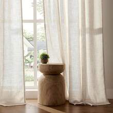 Sheer Curtains 84 Inches Long, White Curtains Living Room 2 Panels Set, Linen Curtains Window Privacy With Filtering (W52 X L84 Inch, Linen), Home Decor - Linen - 查看 2
