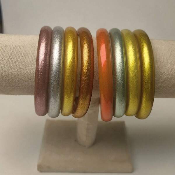 1PC Fashion Luxury Jewelry Metallic Texture Bracelet For Women Glitter Jelly Bangle PVC Large Thick Pipe Bracelet