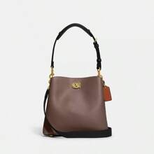 Coach Willow 24 Women's Leather Shoulder Crossbody Bag Handbag Purse Bucket Bag for Women with Twist-lock Closure and Adjustable Detachable Straps