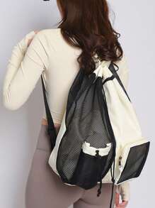 Mochila de red con cordón para nadar con compartimentos secos y húmedos, para playa, gimnasio y equipo de ejercicio, bolsa de deporte de verano para natación, yoga