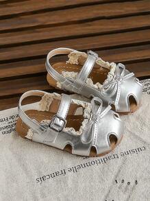 Girls Summer Floral Ballet Style Fairy Sandals, Nature-Inspired Princess Bows Shoes
