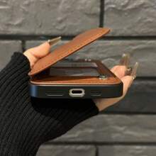 Funda para teléfono móvil con tarjetero y diseño de patrón de vaquera rosa, de piel sintética, con ranuras para tarjetas, diseño con doble cierre magnético anti-caída, ligero, duradero y con diseño de moda para modelos 16/15/14/13/12 Pro Max Plus - Negro - Ver 4