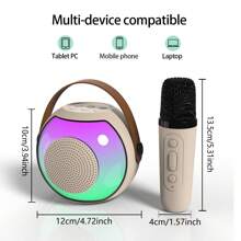 HITOZON Enceinte karaoké sans fil portable avec microphone sans fil, système d'enceintes stéréo HIFI KTV, enceinte sans fil avec lumières LED colorées RVB, voix modifiée, machine à karaoké pour l'extérieur, les sports, les voyages, le meilleur cadeau pour les fêtes à la maison et les anniversaires