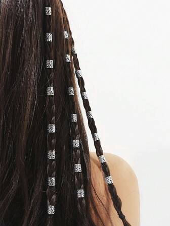 60pcs Gold Dreadlock Beads, Punk Street Hip Hop Festival Hair Accessories For Women, Braided Hair Clips, Dreadlock Decorations, Halloween Costume Hair Accessories