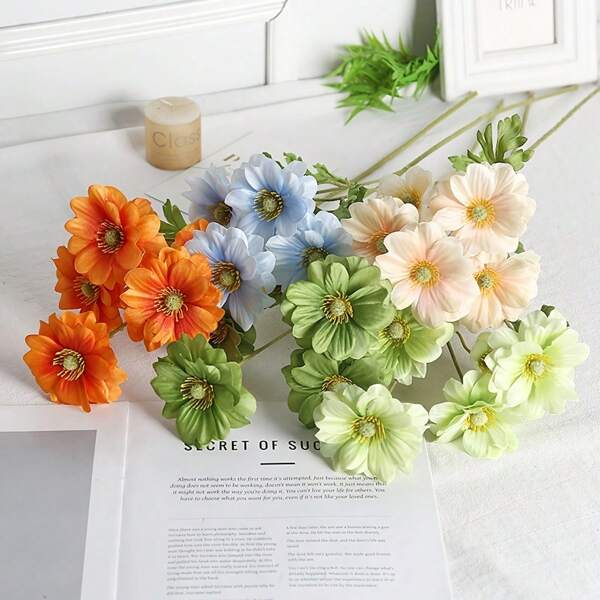 1 ramo de flores de orquídea artificiales con mariposas falsas, adecuado para decoración de mesa, decoración del hogar, decoración de boda, decoración de festivales, y diversas escenas