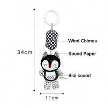 婴儿风铃动物婴儿车床挂件黑白风铃婴儿毛绒可爱动物新生儿玩具 - 黑與白 - 查看 14