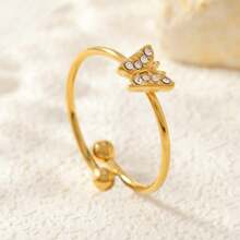 Juego de anillos con baño de oro al estilo francés para mujer, set único de anillos de circonita sintética con diseños de corazón, luna y delfín, anillos ligeros y de lujo, anillos de acero inoxidable sencillos pero elegantes, regalos para fiestas y cumpleaños, parejas
