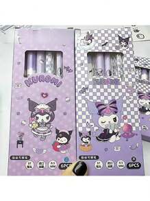 Sanrio 12pcs/6pcs/Set Sanrio Clicker Erasable Pens, Cute Kuromi Design For Students, 0.5mm Black & Blue Refills, Great Back To School Gifts